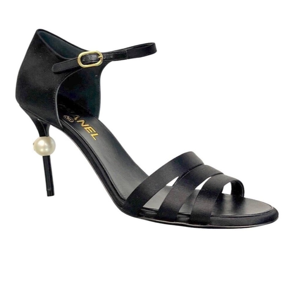 Chanel satin/leather pearl sandals NWT - Picture 2 of 11